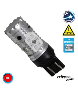 Λαμπτήρας LED Extreme Series Can-Bus 3ης Γενιάς με βάση T20 7443 15W 12v Κόκκινος για Πορείας Στοπ GloboStar 81152